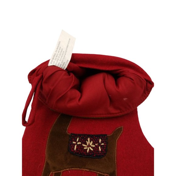 Santa and Reindeer Christmas Stockings Wool Rayon Red Green and White Preowne - Picture 14 of 14